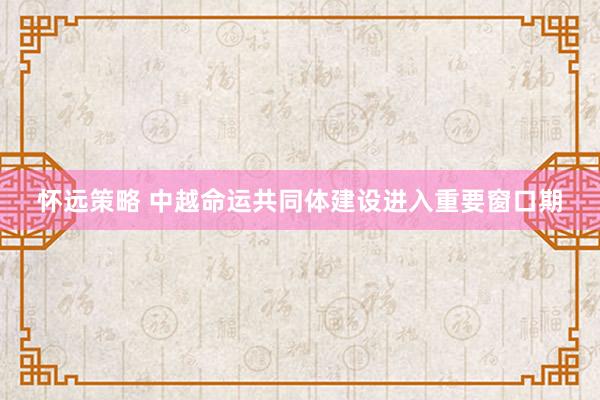 怀远策略 中越命运共同体建设进入重要窗口期