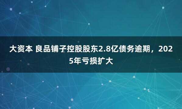 大资本 良品铺子控股股东2.8亿债务逾期，2025年亏损扩大